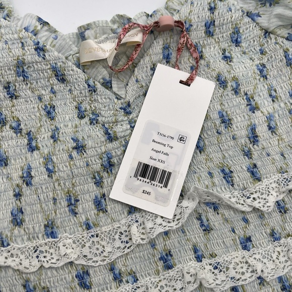 LOVESHACKFANCY Beaming Smocked Printed Cotton Top XS - Picture 6 of 6